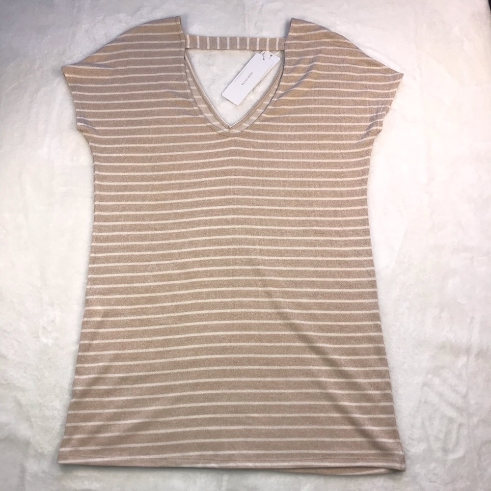 Mickey & Jenny Women's White & Cream Stripe Sz Sm